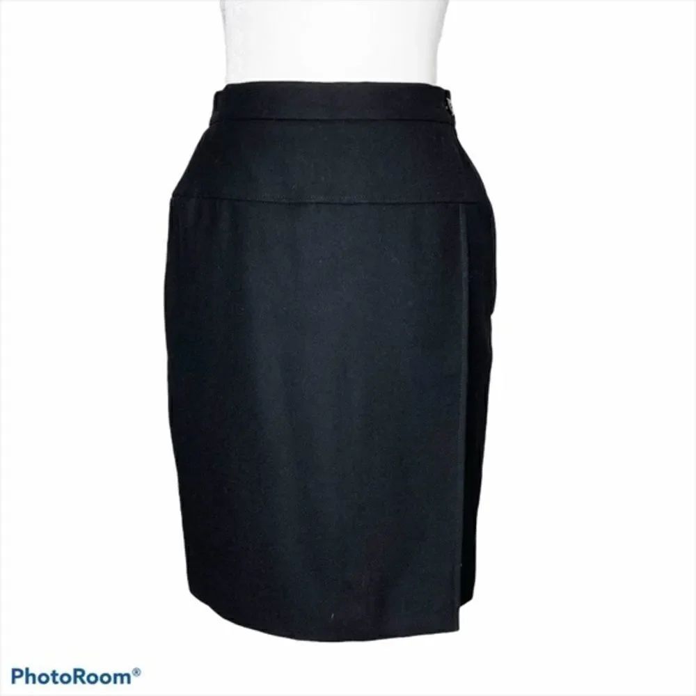 Valentino Vintage 80’s Wool Black Faux Wrap Skirt